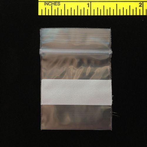 Reclosable 1.5x1.5 inch clear plastic zippy bags, white block,100 count for sale