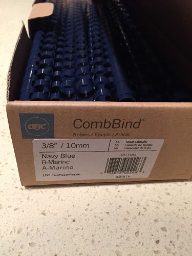 Box Of 76 Blue GBC Combbind Plastic Presentation Binding Spines 3/8&#034; New