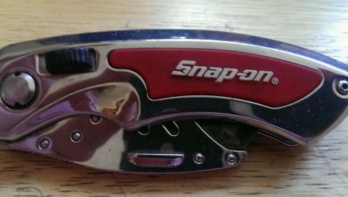 Snap-on tools -super heavy duty foldable utility knife in chrome w/ pocket clip for sale