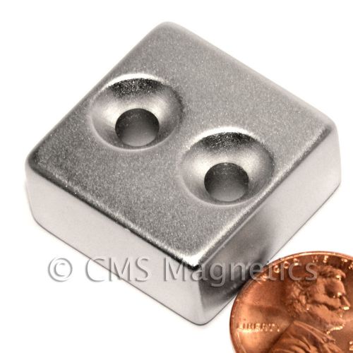 2 pcs neodymium magnets n42 1&#034;x1&#034;x1/2&#034; w/ 2 countersunk holes for #10 screws for sale