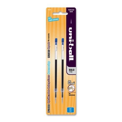Uni-Ball Jetstream Rollerball Pen Refill - 1 mm- Bold -Blue - 2/Pk - SAN45574PP