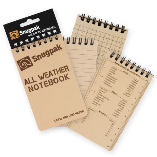 Snugpak All Weather Rain Technical Journal Notebooks Tan 97375  One Notebook