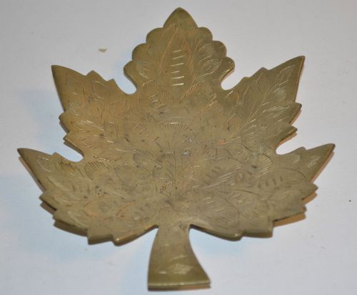 Engraved Brass Maple Leaf Decorative Dish Ashtray Encenser
