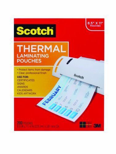 NEW Scotch Thermal Pouches 8.9 x 11.4 Inches 200 Pack TP3854 FREE SHIPPING
