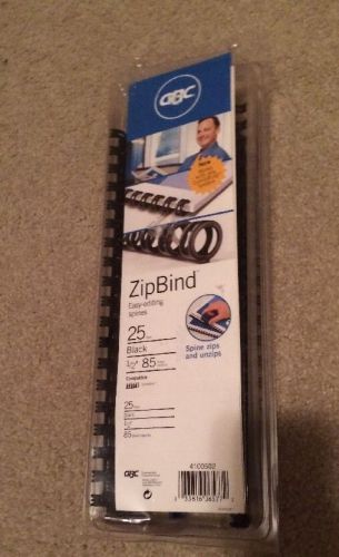 GBC ZipBind Easy Edit Blk Binding Spines 25pk 1/2&#034; 85 Sheet CombBind Compatable