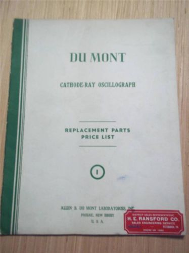 Du Mont Parts Manual~Oscillographs~Schematics~164-E/168/241/224-A/215/208/185