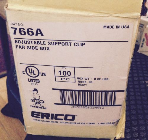 QUANTITY 100: ERICO CADDY 766A ADJUSTABLE SUPPORT CLIP FAR SIDE BOX, NEW