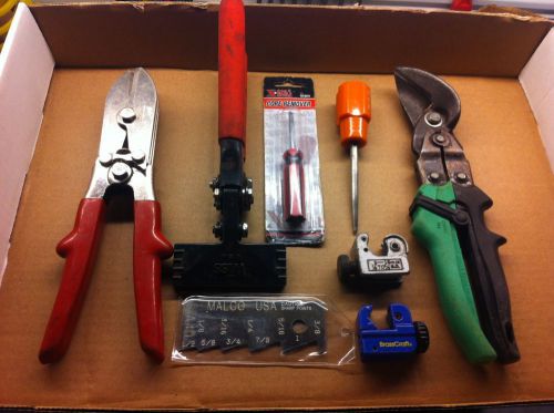 Malco hvac tool lot of 8: malco c5 crimper, wiss hand seemer, malco scratch awl for sale