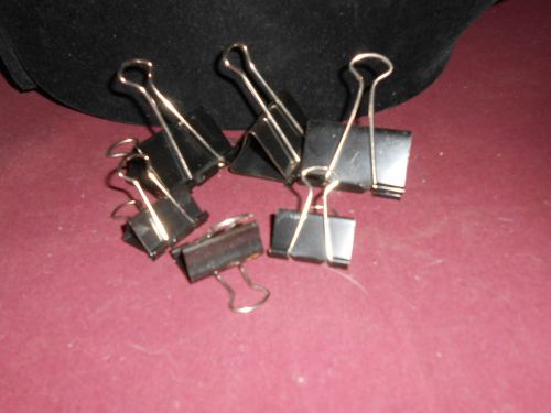 NICE SET OF 6 LARGE BLACK BINDING CLIPS FOR FILES/PAPERS
