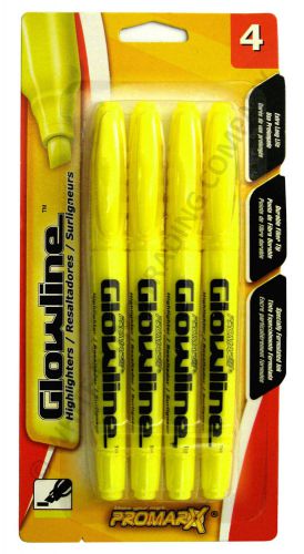 1 Pack of 4 - ProMarx Glowline Chisel-Tip Yellow Highlighters
