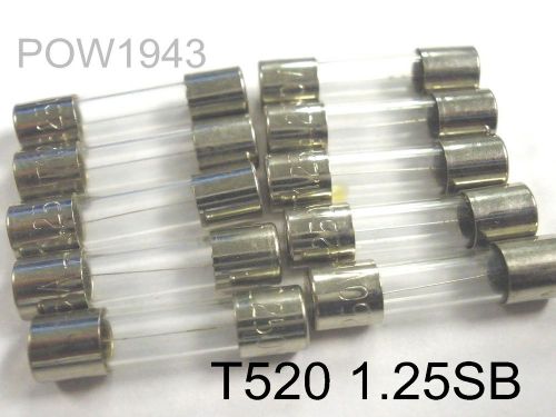 ( 10 PC. ) FUSES T520 (GMC) 1.25 AMP SB, H2181.25, 5 X 20MM TIME LAG, SLOW BLOW