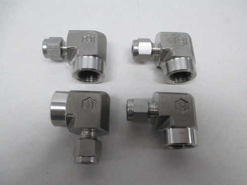 Lot 4 new ss-600-8-4 stainless 90deg elbow pipe to tube fitting d356478 for sale