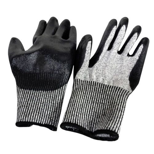 CUT-RESISTANT GLOVES with NITRILE COATED PALM -  CUT LEVEL 5 - SIZE L
