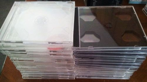 Lot of 30 CD DOUBLE JEWEL CASES Clear + Black Perfect Condition
