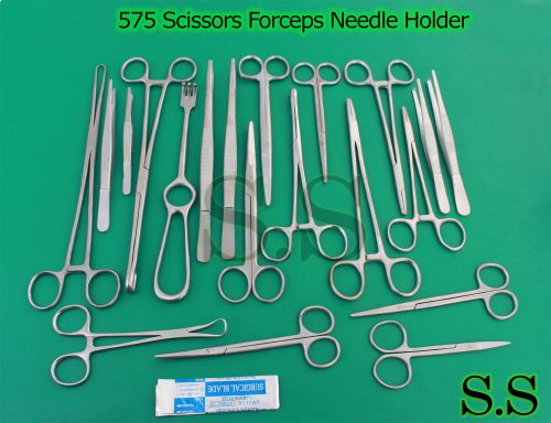575 SCISSORS FORCEPS NEEDLE HOLDER TOWEL CLAMP SURGICAL VETERINARY INSTRUMENTS