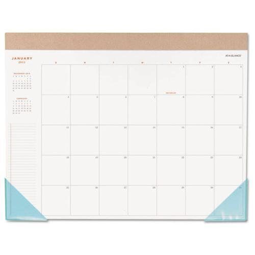 AT-A-GLANCE® Collection Monthly Desk Pad, Textured Headband, 22 x 17, White, 201