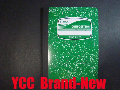Mead Composition Book,100 sheets,Wide Ruled,Green Marble Cover,9.75x7.5in,1 pk