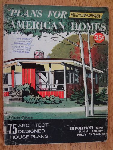 Vintage Mid Century 1958 PLANS FOR AMERICAN HOMES Book ~75 House Plans~