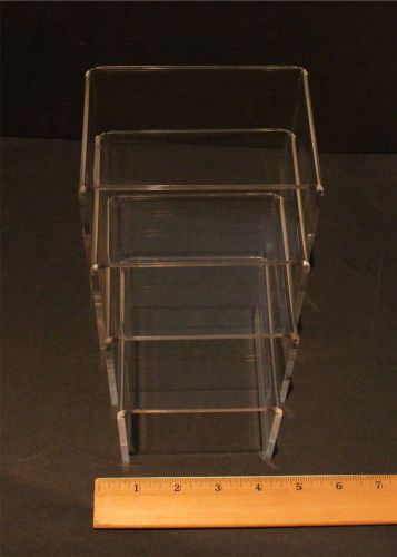 Clear Acrylic Product Display Stands set of 4 Medium to Small Thicker Risers