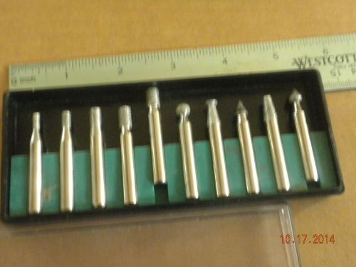 10 Pc 1/4&#034; Shank Rotary Diamond Point Grinding SetWood Metal