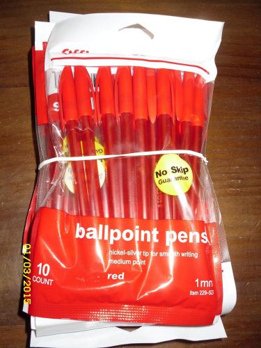550~Office Depot RED Ballpoint Pens Med Point 1 mm, 7-10 packs