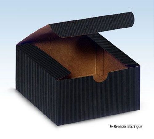 Pack of 18 BLACK PINSTRIPE Gift Boxes - 100% Recycled Kraft Tint - 4 x 4 x 2&#034;