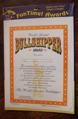 WORLD&#039;S GREATEST BULLSHIPPER AWARD Diploma Certificate Award FUNNY !!