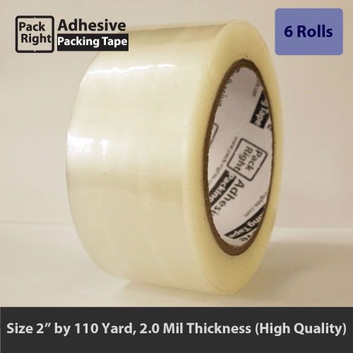 LOTS OF 6 ROLLS 2&#034; x 110 YARD 2.0 MIL CLEAR PACKING PACKAGING SEALING TAPE