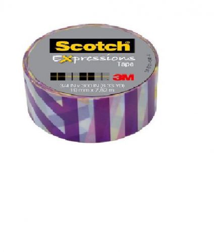 NEW Scotch Expressions Magic Tape, 3/4 x 300 Inches, Purple stripes Lot of 6