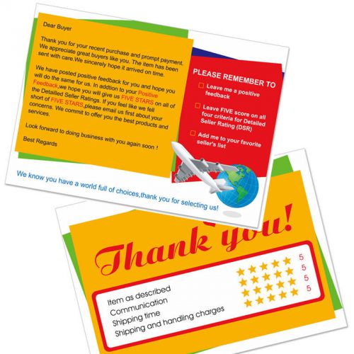Free Ship! 100pcs Ebay and Amazon Thank You For Your Purchase Seller Notes Card