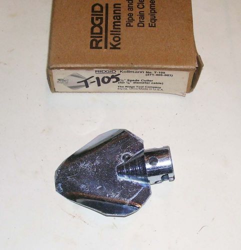 New Ridgid Kollmann #62870  T-105  Spade Grease Cutter 2 1/2&#034; for 7/8&#034; Cable
