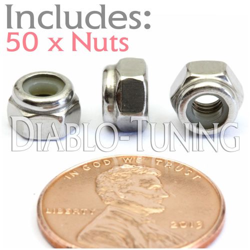 M4-0.7 / 4mm - qty 50 - nylon insert hex lock nut din 985 - a2 stainless steel for sale