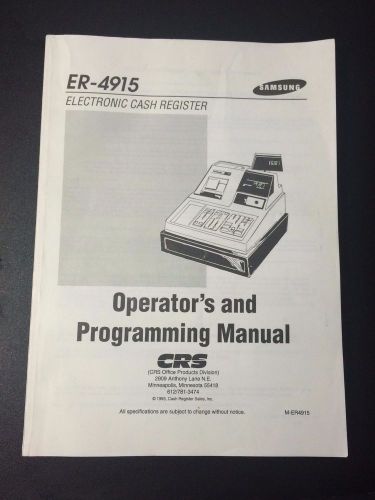 Samsung ER-4915 Electronic Cash Register Operator&#039;s and Programming Manual