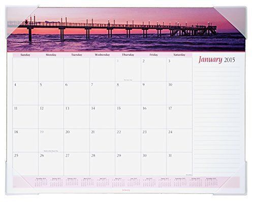 AT-A-GLANCE Monthly Seascape Panoramic Desk Calendar 2015  22 x 17 Inch Page Siz
