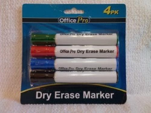 4pk office pro dry erase marker black, blue , red and green colors sealed for sale