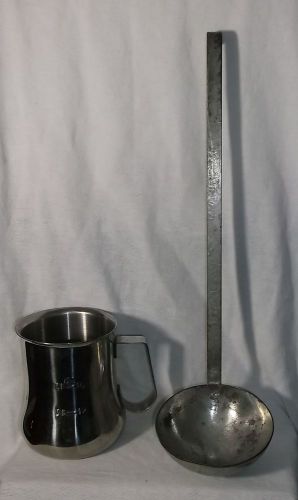 Vintage USN 15 1/2&#034; Ladle and Stainless Steel 18oz Measuring Cup