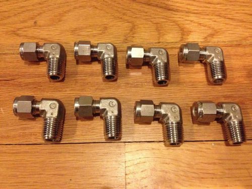 (8) NEW Swagelok Stainless Steel Male Elbow Tube Fittings SS-400-2-4