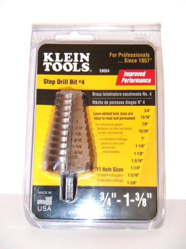 59004 Klein Tools Step Drill Bit #4 3/4&#034;- 1-3/8&#034; NEW FREE SHIP
