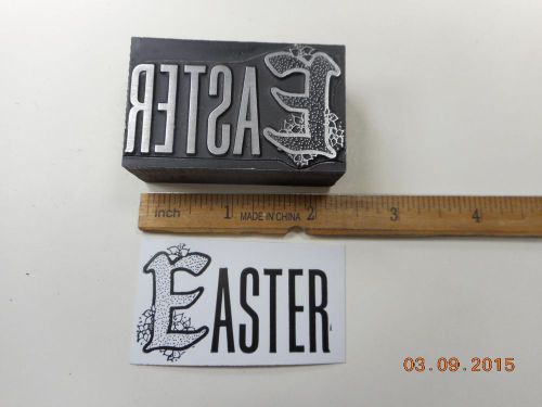 Letterpress Printing Printers Block, Easter, word w Illuminated Letter E