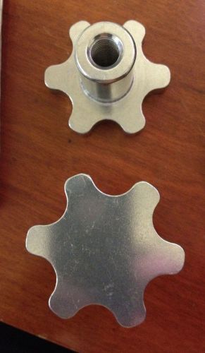 Two Female Lobed Hand Wheel &amp; Knobs 2&#034;, 1/2&#034; Diameter, HTT-5T, Aluminum, New