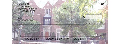 personal checks with pictures of 770 Lubavitch headquarters in background