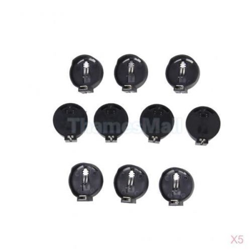 50pcs cr2032 button coin cell battery socket connector holder case black for sale