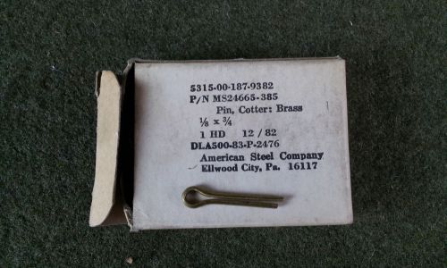 Nos qty 100 brass cotter pin 1/8&#034; x 3/4&#034; by american steel co. for sale
