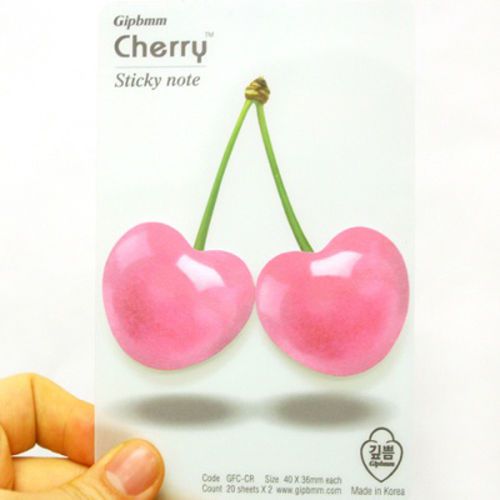 Cherry Fruit Design Memo Pad Sticky Notes / A Set of 20x2 sheets 40x60 MM
