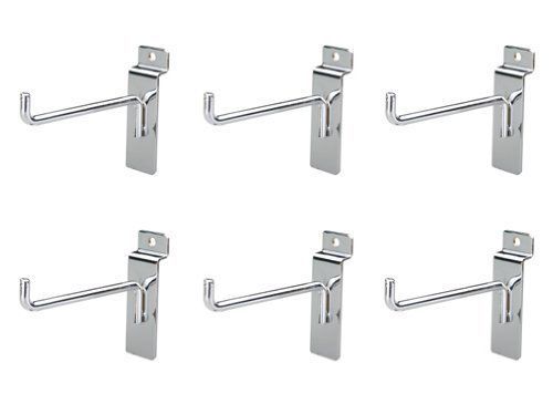 4&#039;  90 Degree Chrome Metal Slatwall Hooks with Stabalizer and Double Hook Clips