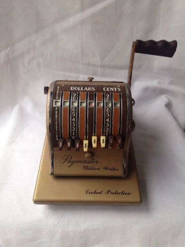 Vintage Paymaster Ribbon Writer Series 8000 w/Key Goldtone Check Art Deco WORKS
