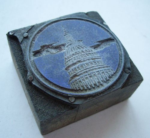 Vintage Metal Printing Block &#034;US Capitol Building&#039;