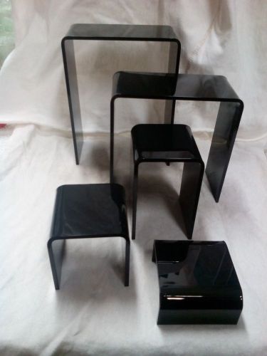 DISPLAY STAND  / RISER  5 PCS SET GREAT FOR JEWELRY POLISHED EDGES BLACK COLOR