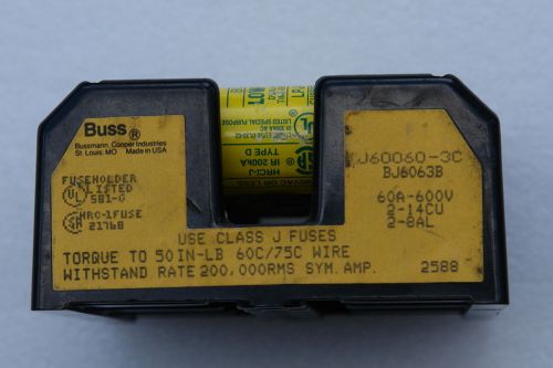 BUSS J60060-3CR FUSE HOLDER 600V 60A 3POLE with fuses