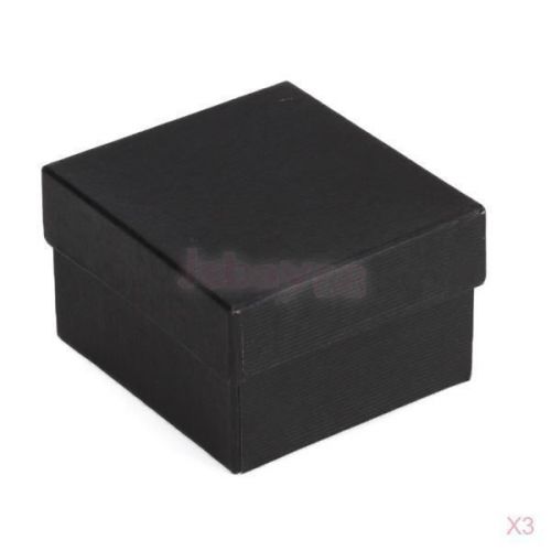 3x black cardboard present gift box bracelet jewelry watch storage case w/pillow for sale